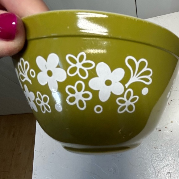 PYREX 401 (1.5 pint) green white Spring Blossom Crazy Daisy #2 (2 available) - Picture 3 of 10